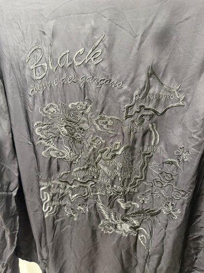 comme des garcons black embroidered silk jacket