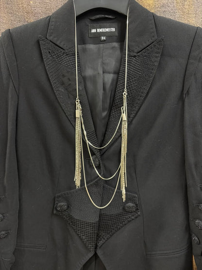 elegant black embroidered tailcoat jacket