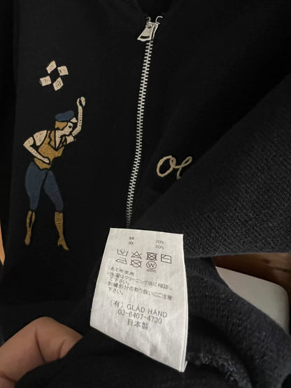 old crow vintage zip-up baseball jacket