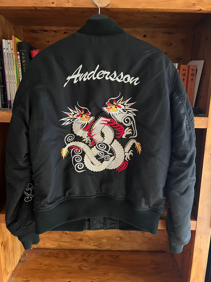 schott x anderson bell black embroidered jacket