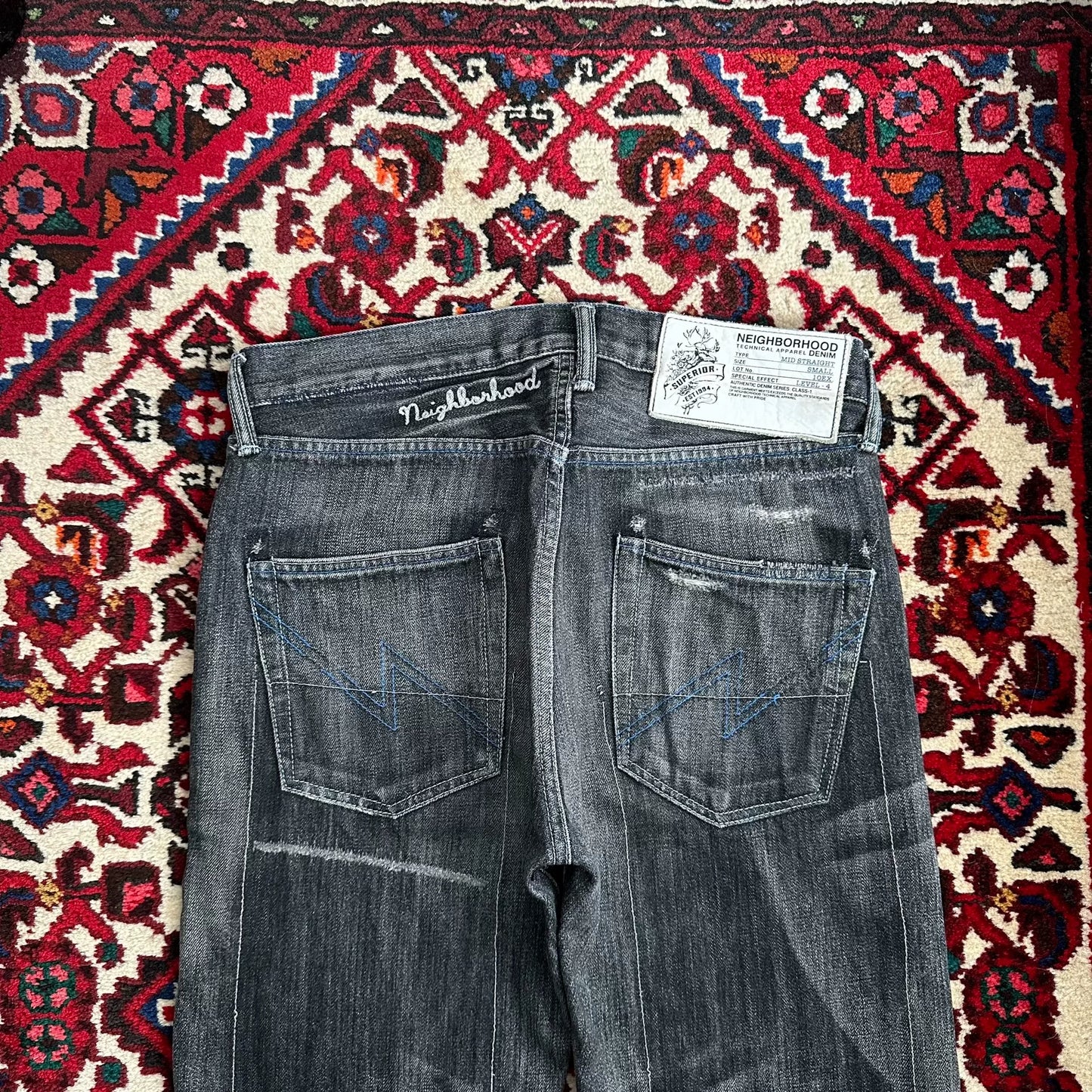 neighborhood nbhd faded denim pants mid size