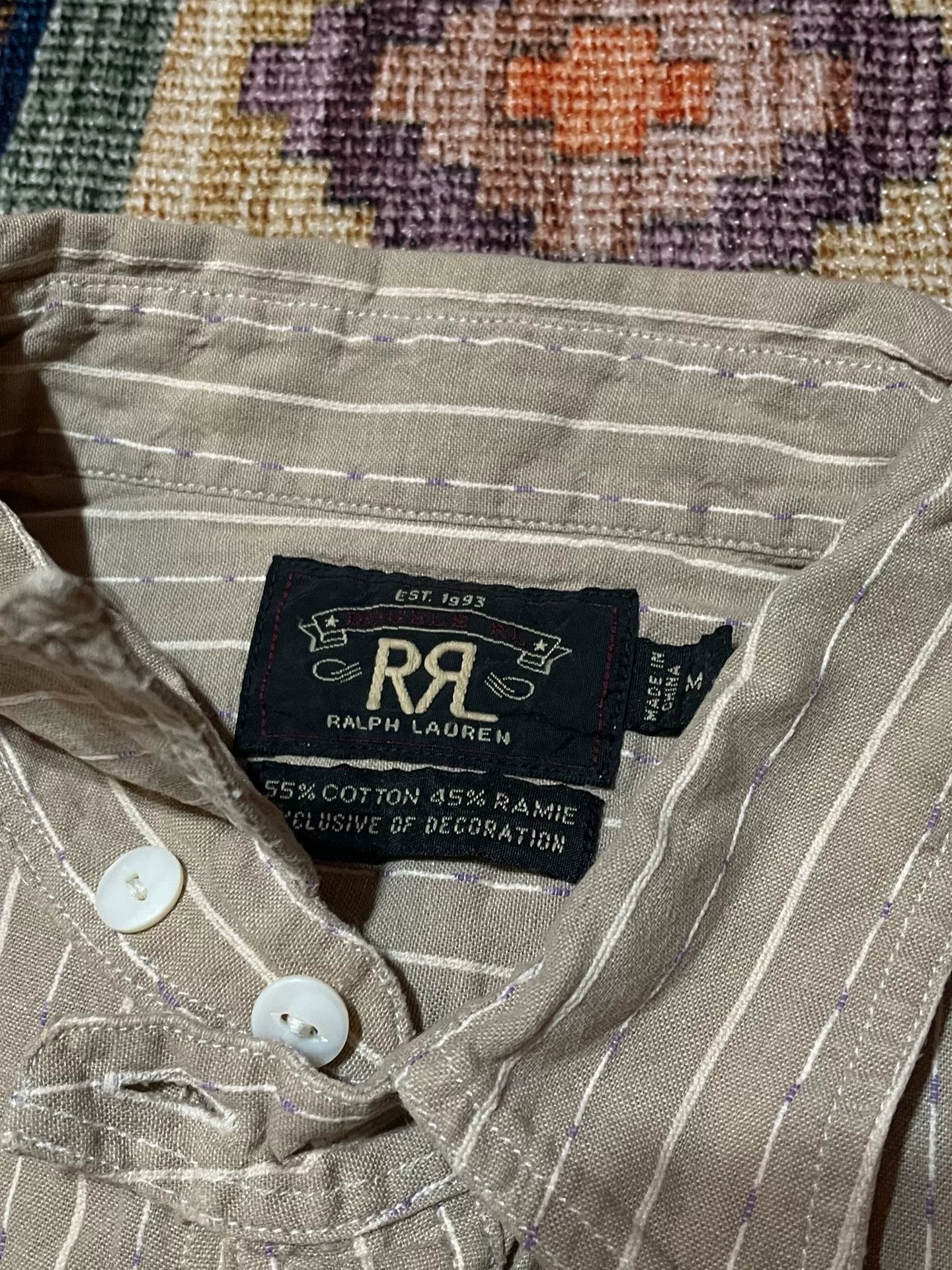 RRL Beige Striped Old Style Shirt