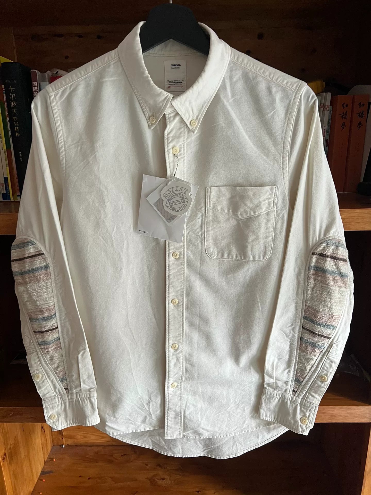 white mud-dyed GIZA cotton shirt