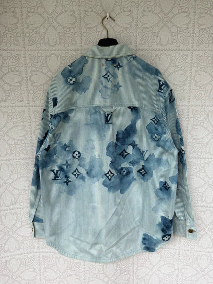 louis vuitton water ink denim jacket size L