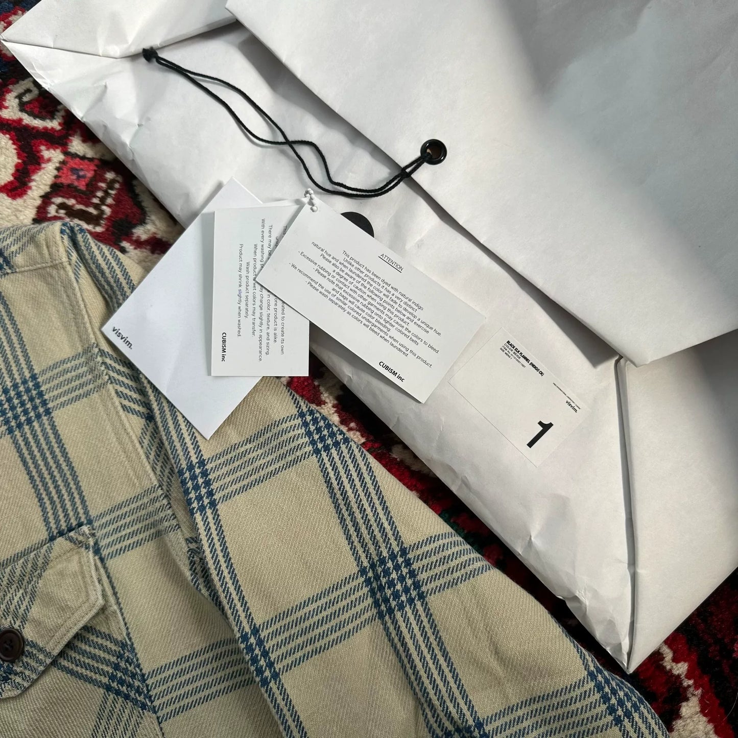 visvim indigo check long sleeve shirt