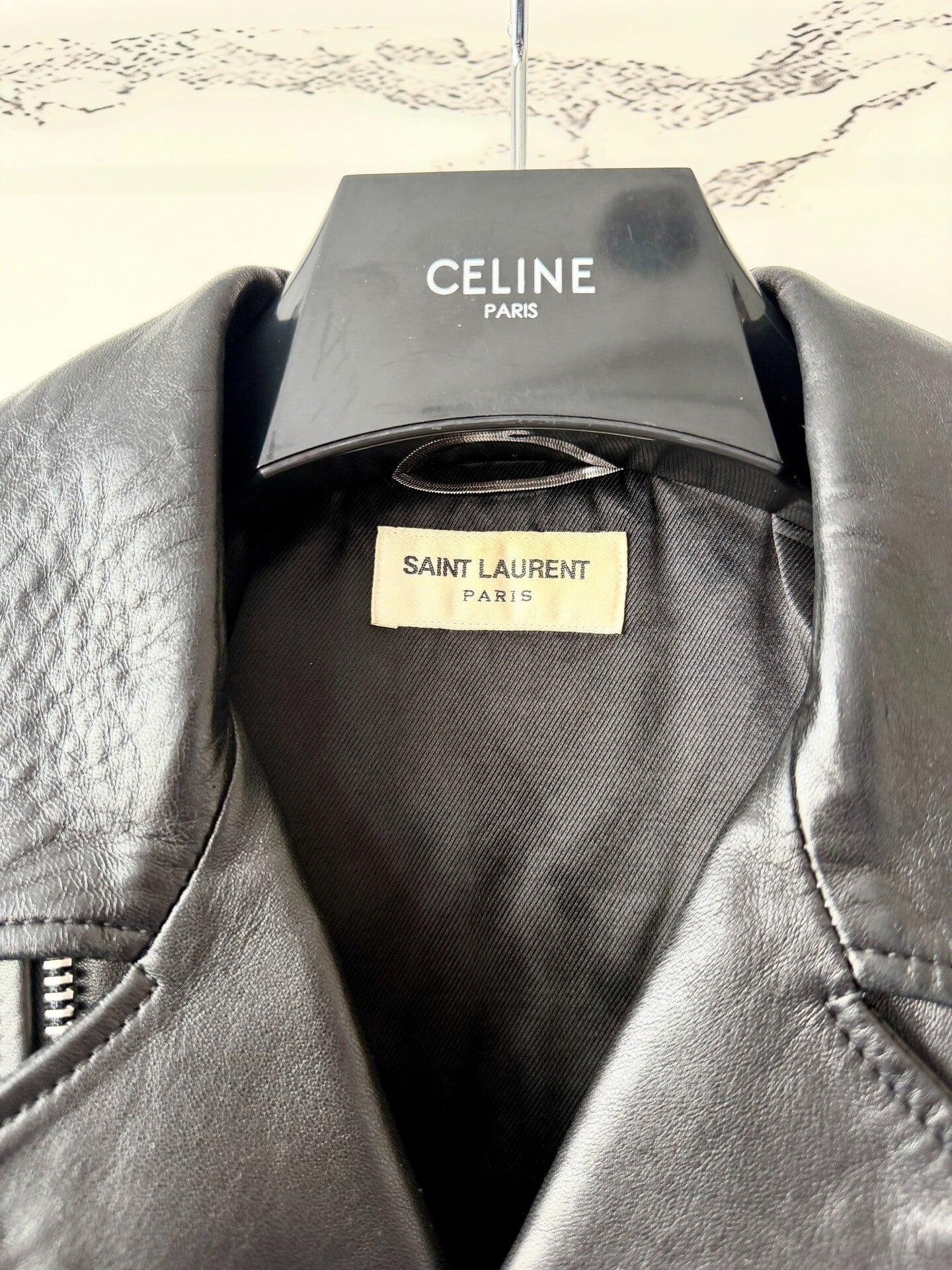 saint laurent black leather motorcycle jacket