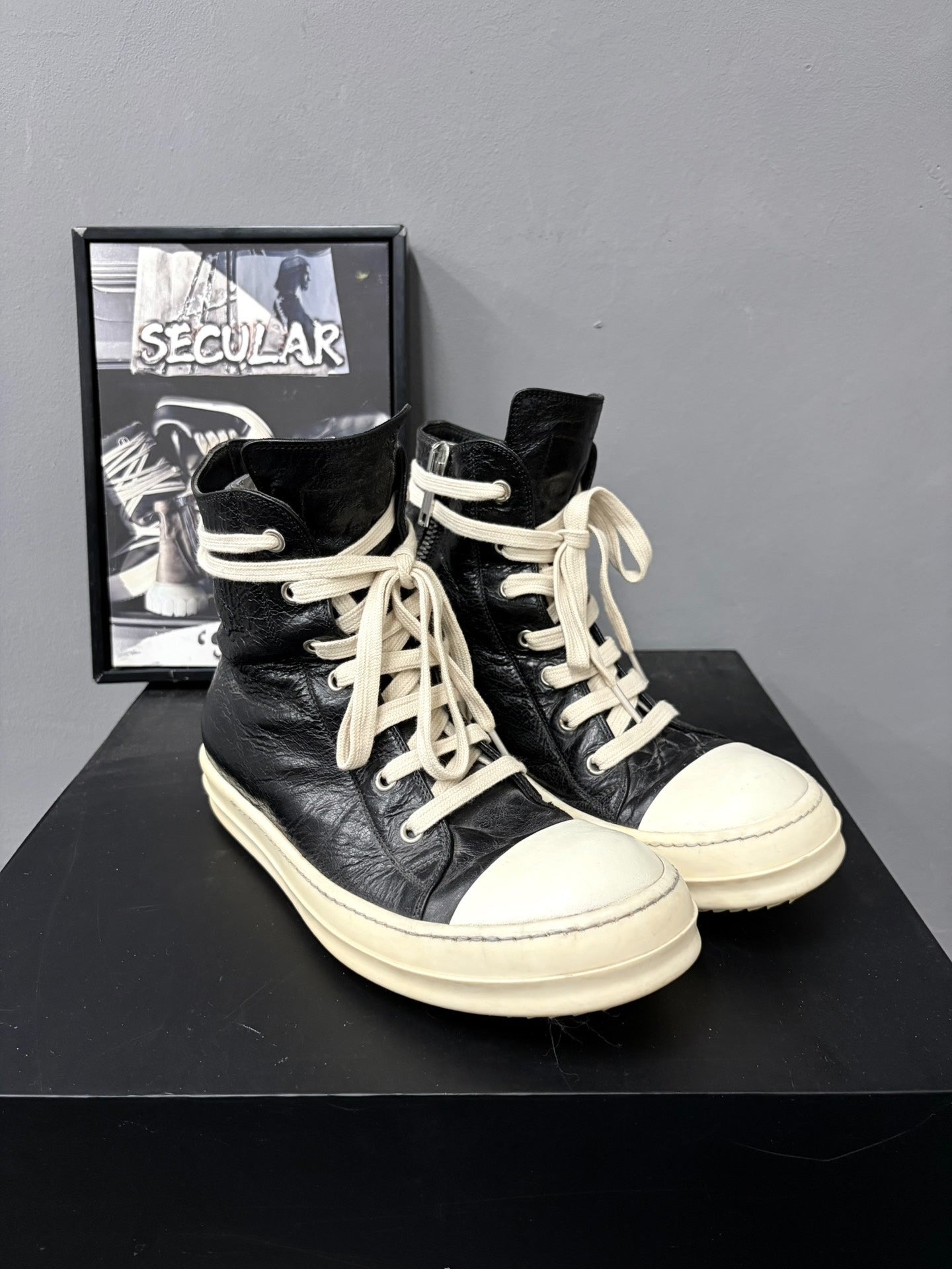 Rick Owens 17SS Limited Crinkled Leather High-Top