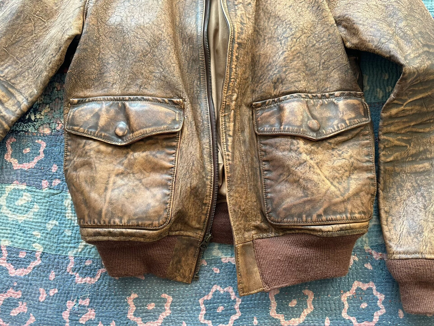 vintage ralph lauren worn leather jacket