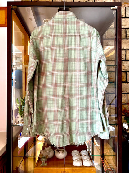 saint laurent plaid green shirt
