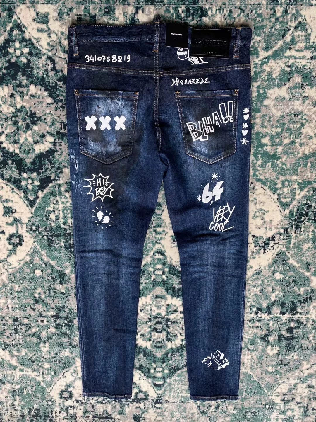 dsquared2 graffiti print skinny jeans