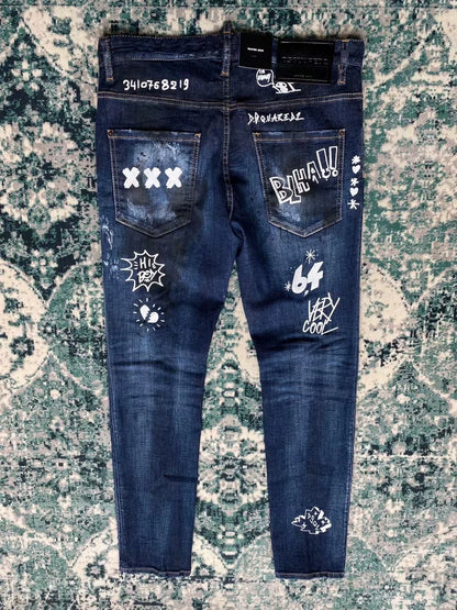 dsquared2 graffiti print skinny jeans