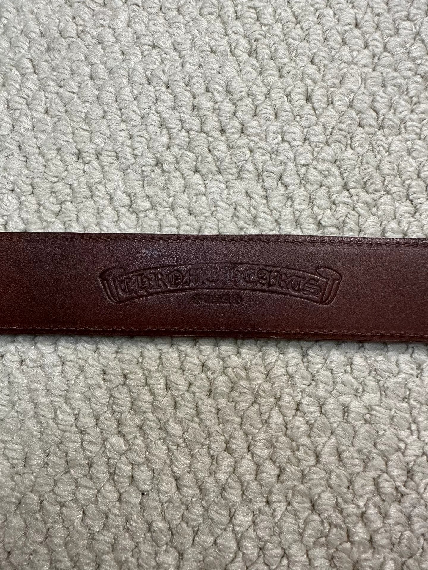 Chrome Hearts Brown Suede Cross Patch Belt 32
