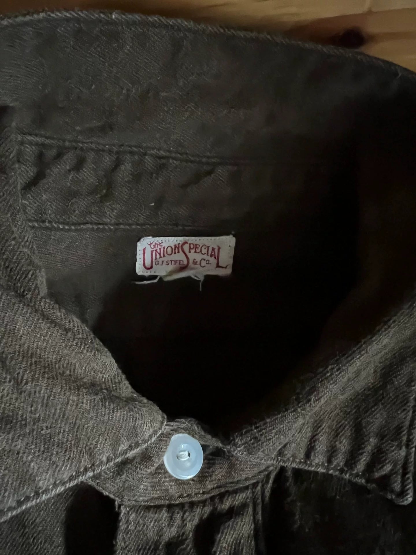 freewheelers flannel work shirt in deep khaki