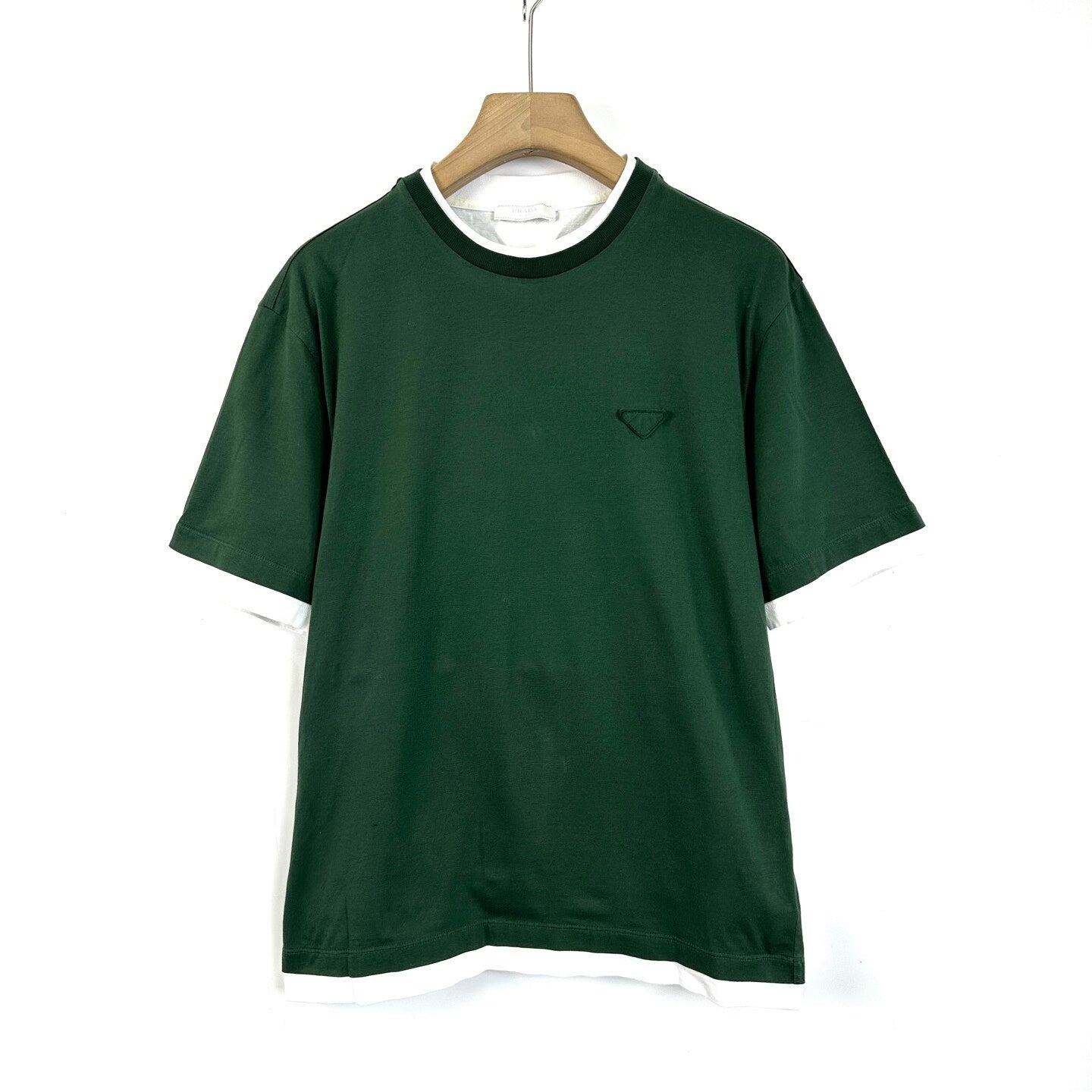 Prada 2024 SS Green Fake Two-Piece Short Sleeve