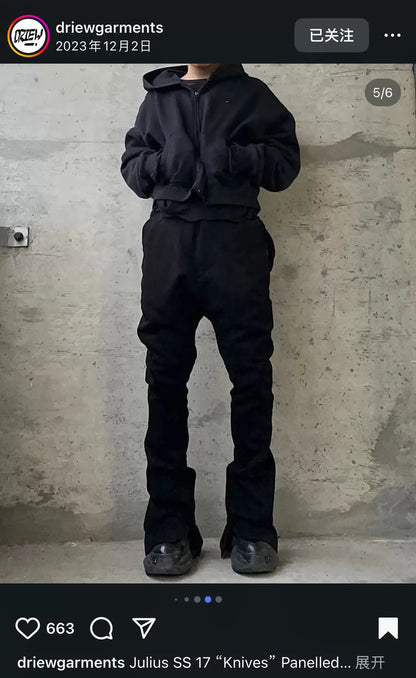 Julius_7 Flared Split Hem Pants