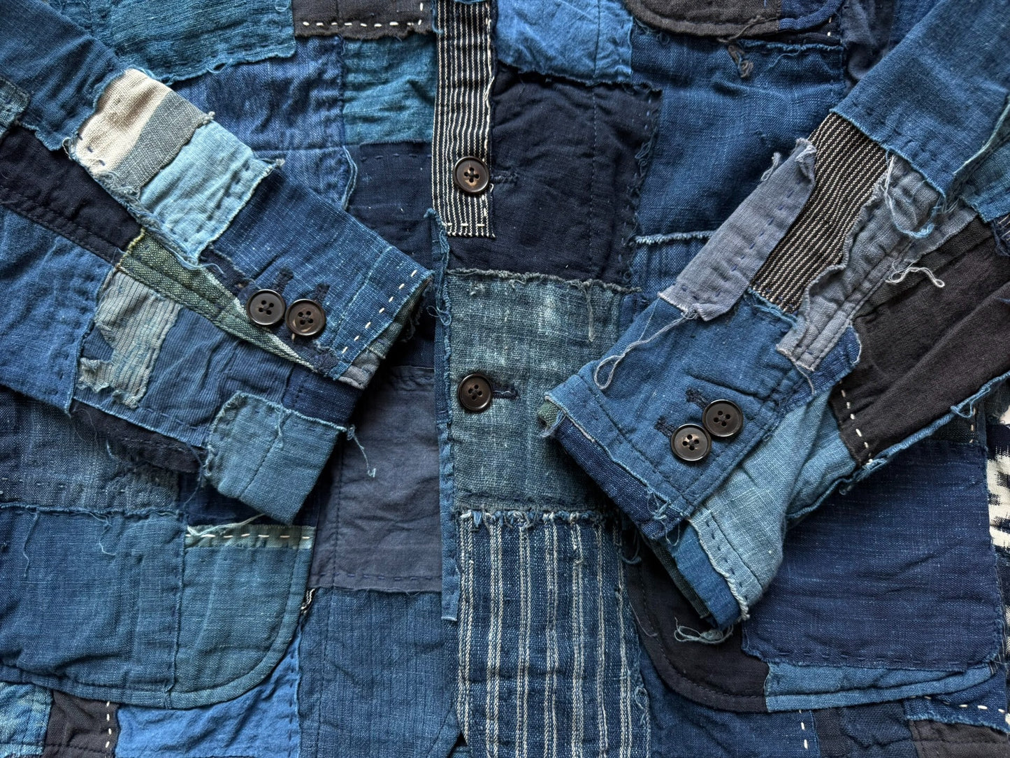 kuon 22AW patchwork jacket in blue