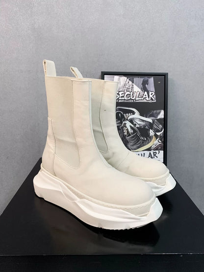Rick Owens White Chelsea Thick-Sole Boots