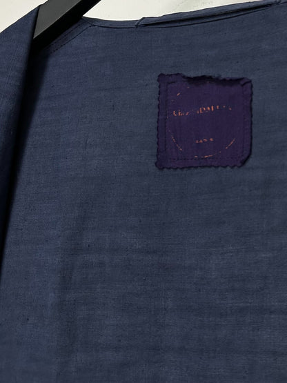 blue dyed linen coat by VIDALENC