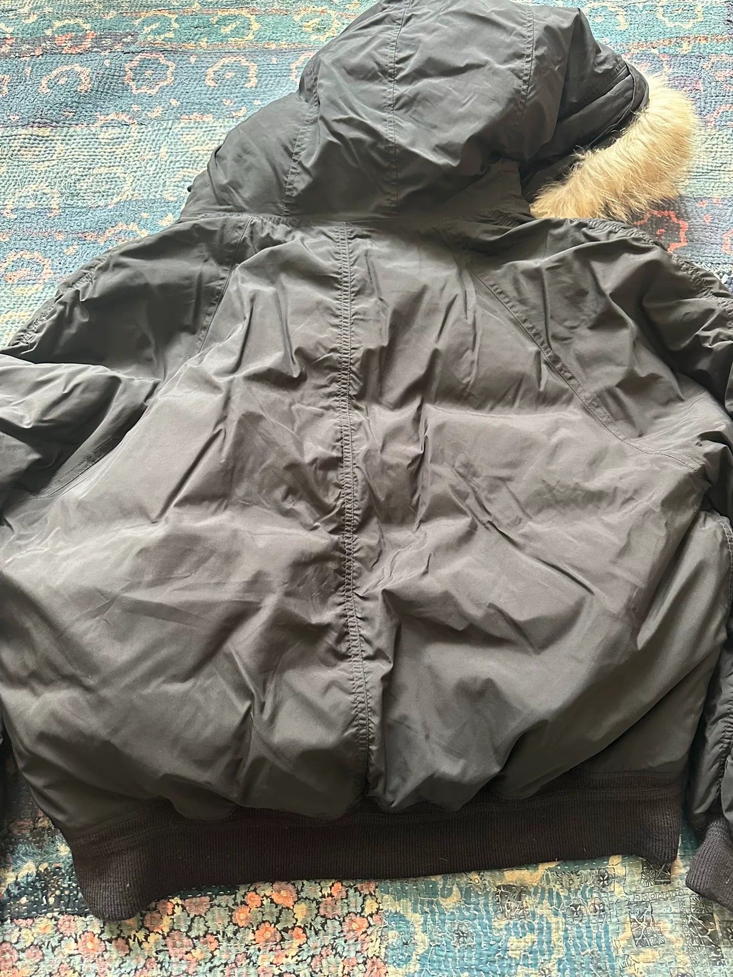 ralph lauren black fur collar multi-pocket jacket