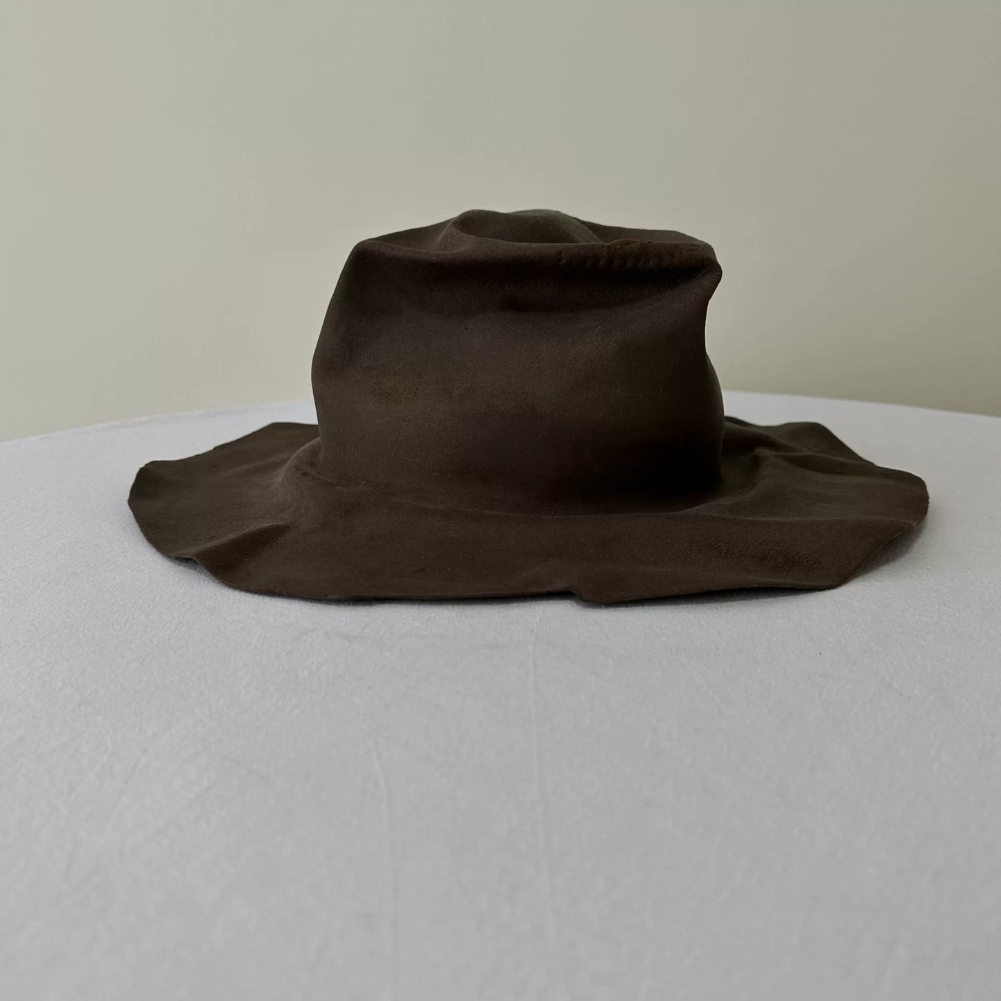brown felt wide-brimmed hat