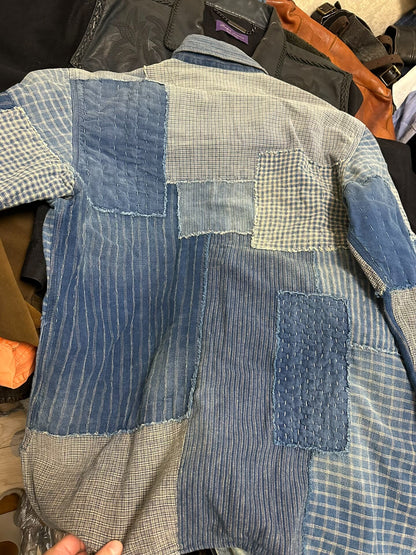 rrl patchwork blue dye shirt