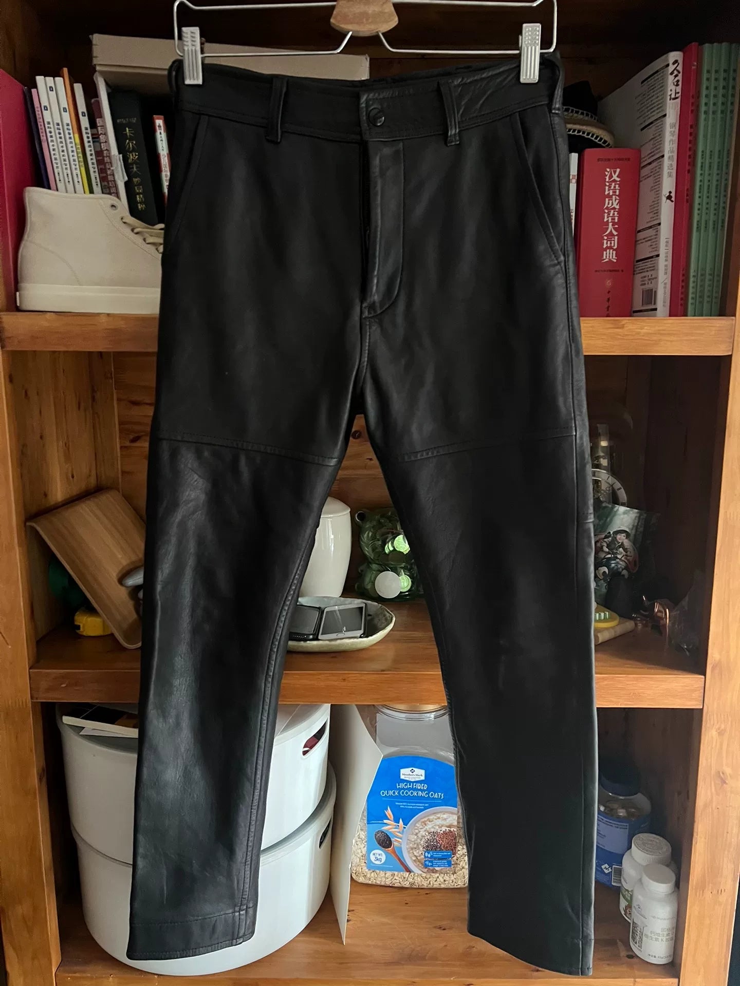 black deerskin leather pants for men or women