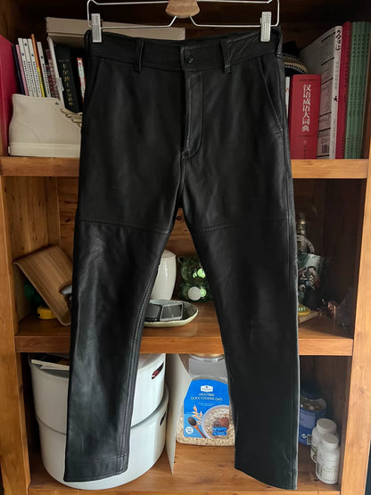 black deerskin leather pants for men or women