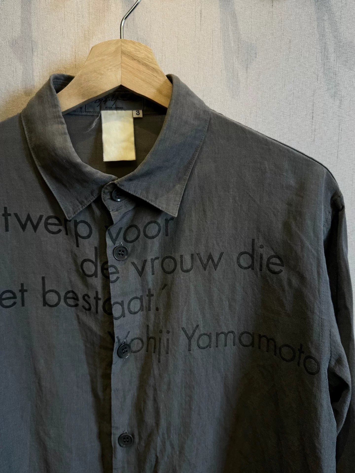 Yohji Yamamoto 2000 SS German Text Shirt