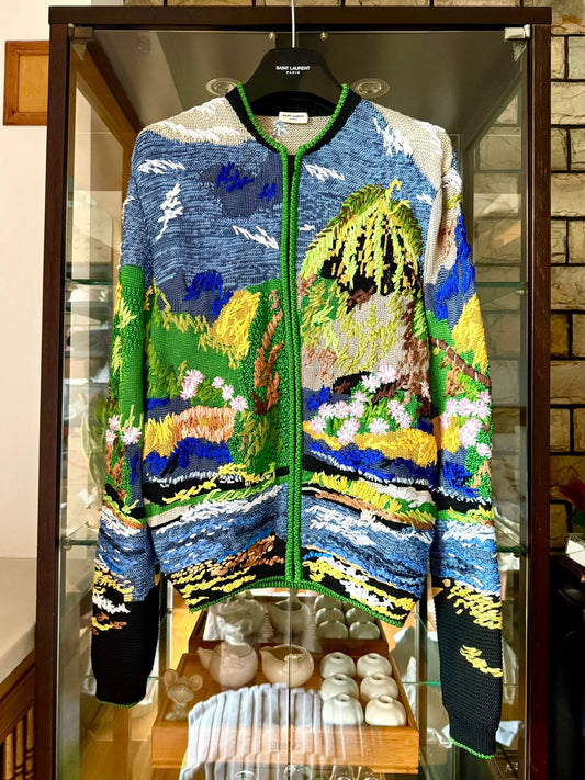 saint laurent embroidered knit jacket