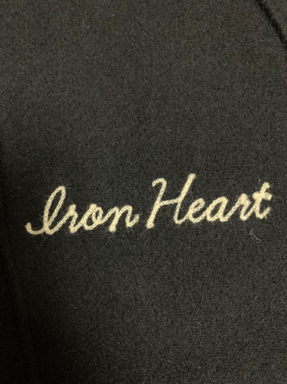 black wool baseball jacket by iron heart