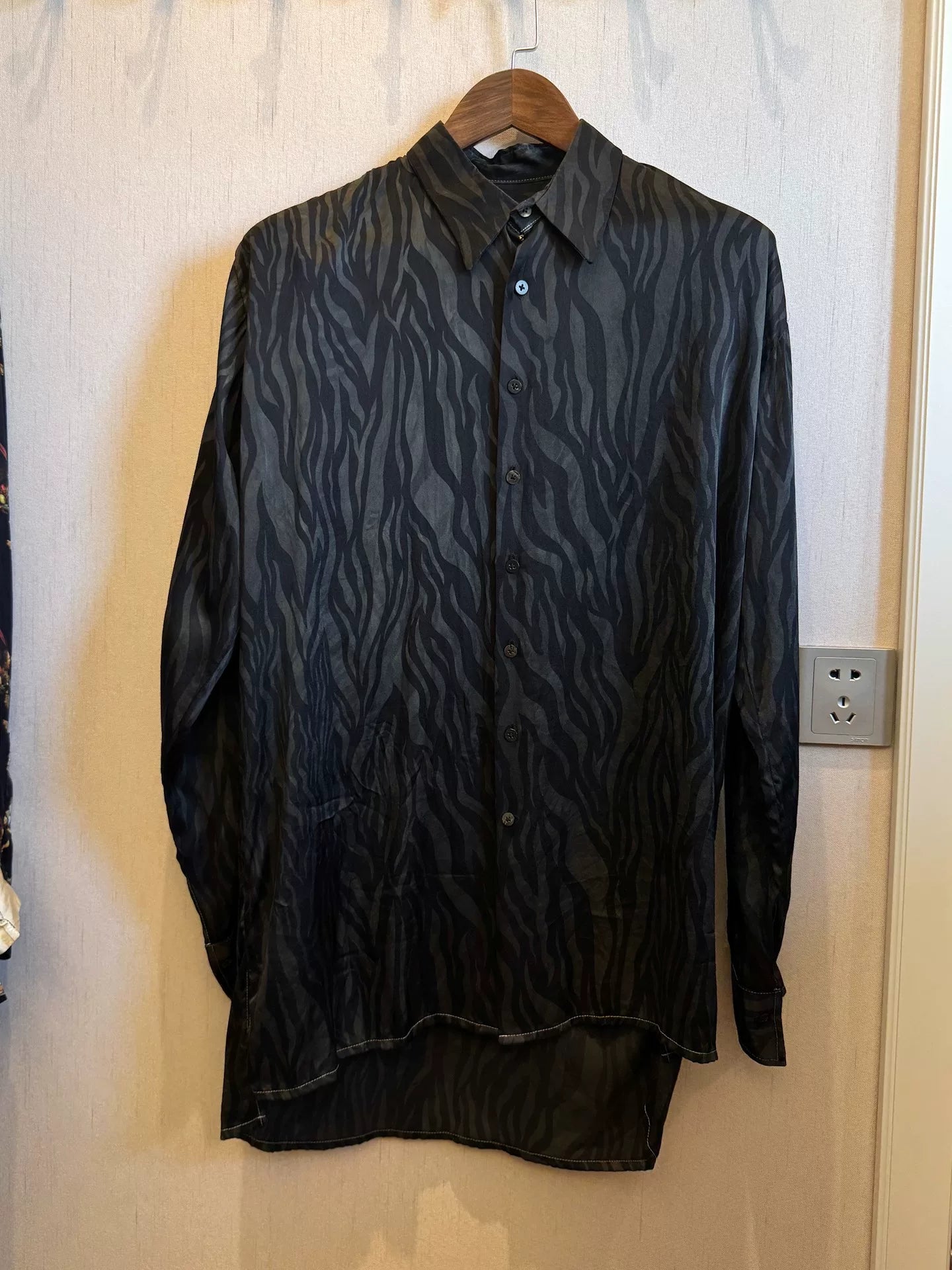 Geoffrey B Dark Water Ripple Silk Shirt