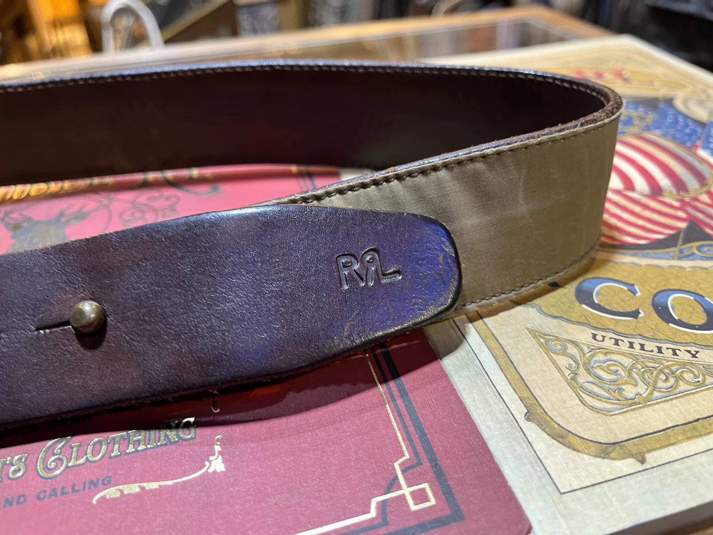 vintage rrl leather belt by ralph lauren
