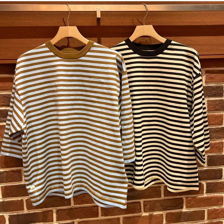 BEAMS 26SS Striped Loose Short Sleeve T-shirt