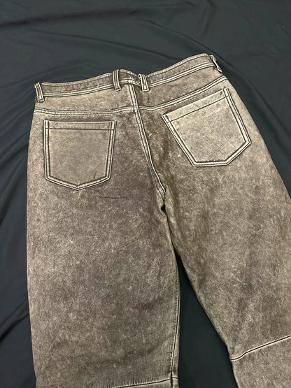 vintage japanese leather pants with unique finish