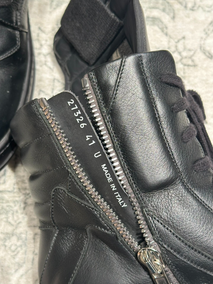 Rick Owens Inverted Triangle Black Leather Boots