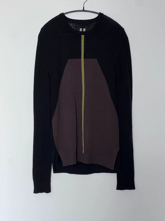 rick owens black color block long sleeve top