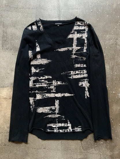 black long sleeve graphic top