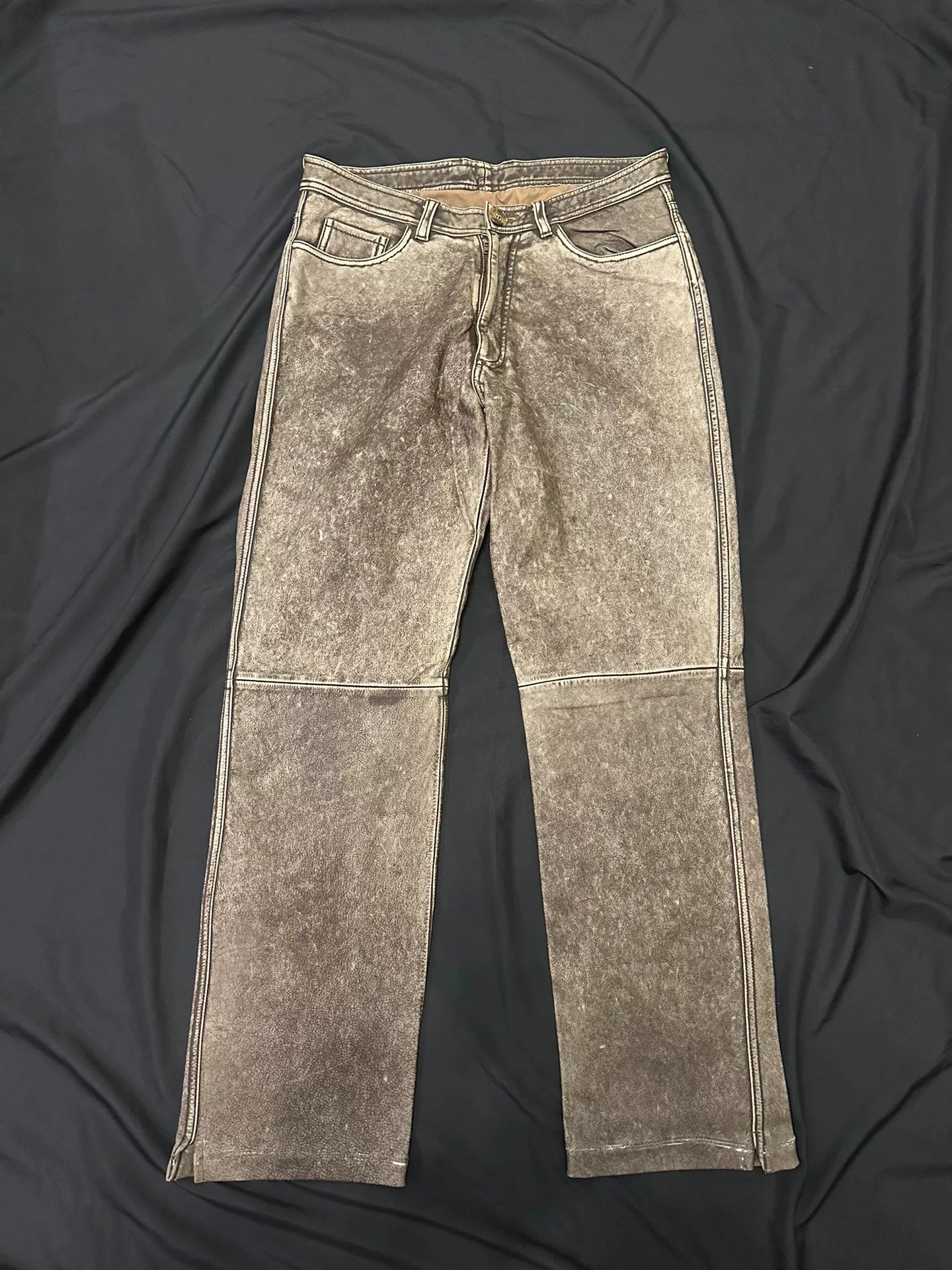 vintage japanese leather pants with unique finish
