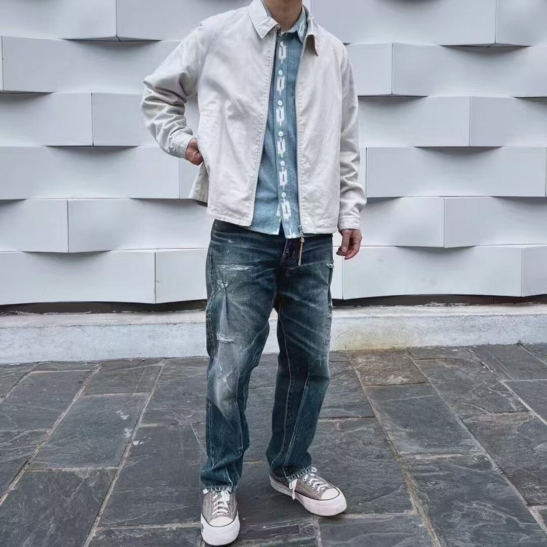 visvim ss journeyman pants tacked damaged denim