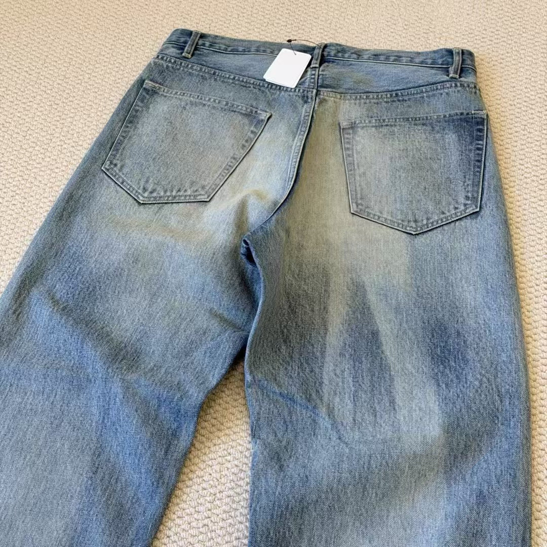 AURALEE Selvedge Faded Heavy Denim Wide Pants