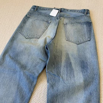 AURALEE Selvedge Faded Heavy Denim Wide Pants