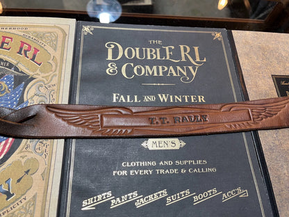 rrl leather woven buckle belt