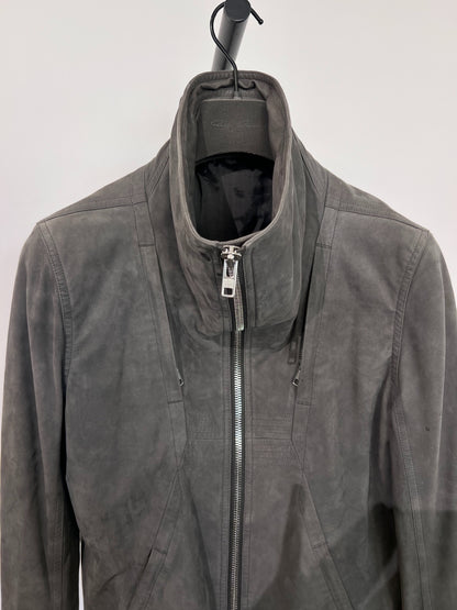 Rick Owens Suede Stand Collar Leather Jacket 48