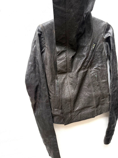 Rick Owens Crinkled Leather Biker Jacket
