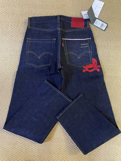 fenom x affa red embroidered denim pants