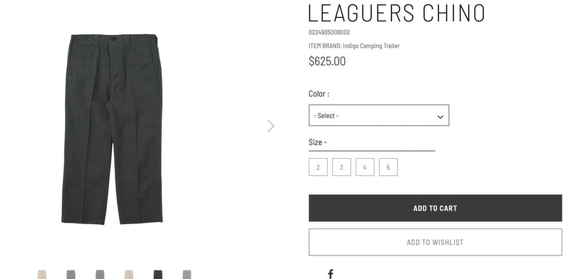 VISVIM 24AW LEAGUERS CHINO