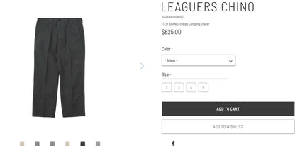 VISVIM 24AW LEAGUERS CHINO
