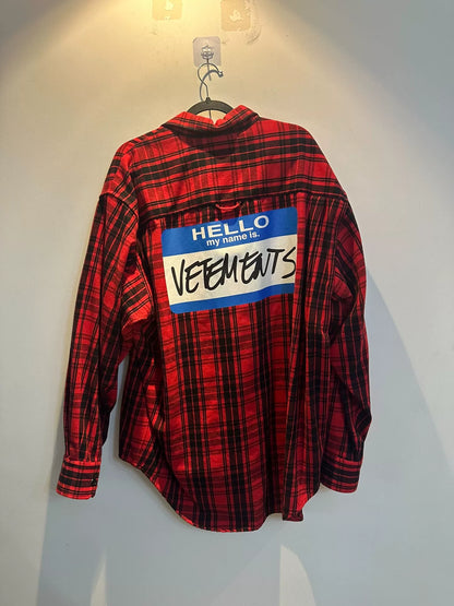 vetements fw21 red plaid shirt