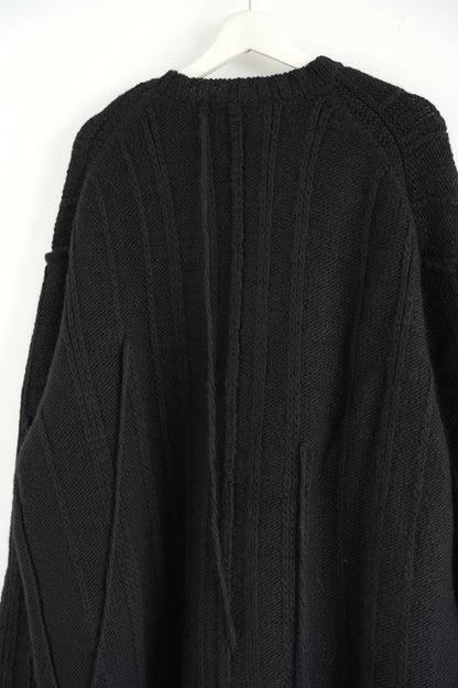 black oversized wool sweater with ties