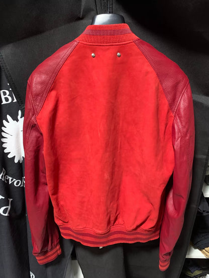 berluti red leather bomber jacket size 46